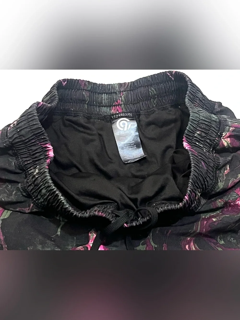 Champion Women’s Black Marble Print Athletic Running Shorts with Liner Sz Small